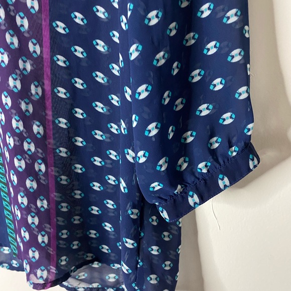 Old Navy Modern Boho Printed Peasant Blouse Size L - Picture 4 of 7